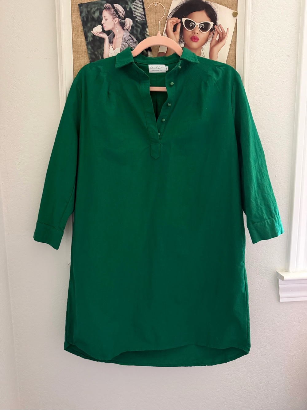 Hunter Green Tunic Shirt Dress